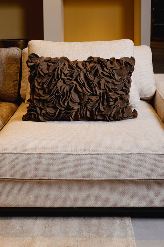 Nevo Bruine Suède Leren Kussen Rechthoek Set van 2 40x60x10 cm