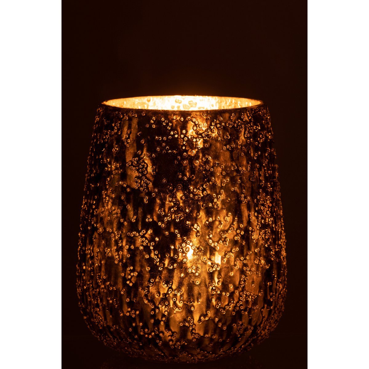 J-Line windlicht Lise - glas - bruin/goud - large