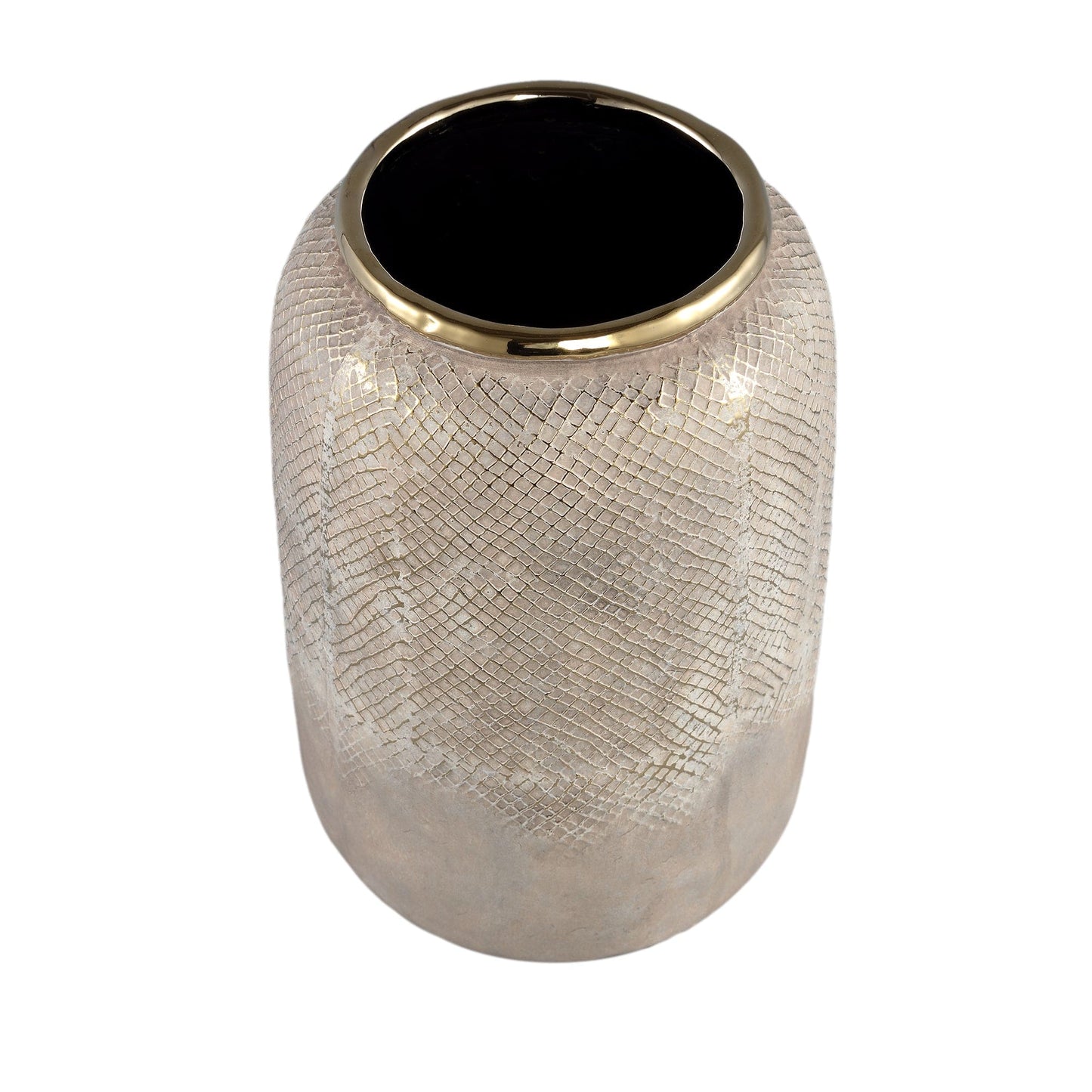 PTMD Astleigh Gold keramische pot geribbeld rond hoog L
