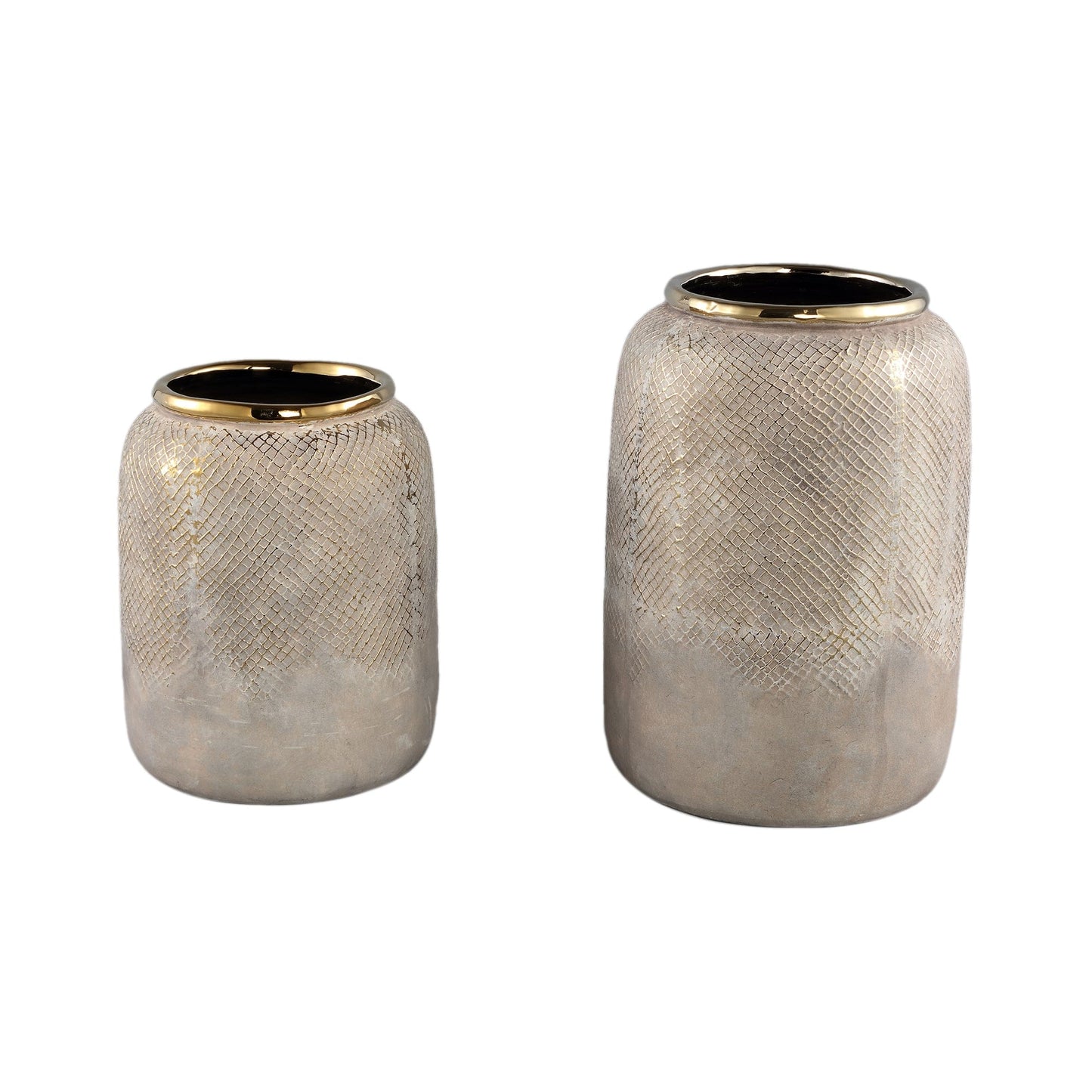 PTMD Astleigh Gold keramische pot geribbeld rond hoog L