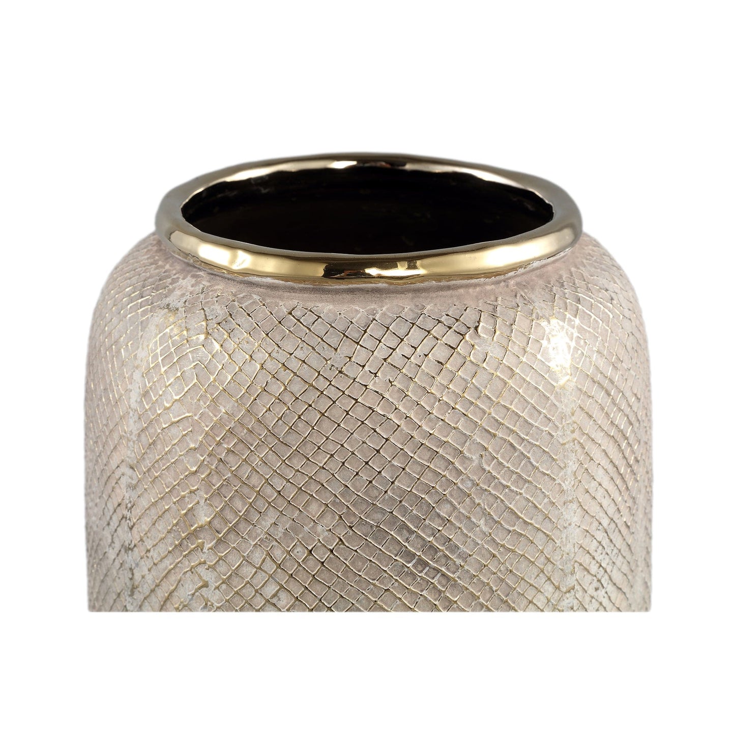 PTMD Astleigh Gold keramische pot geribbeld rond hoog L
