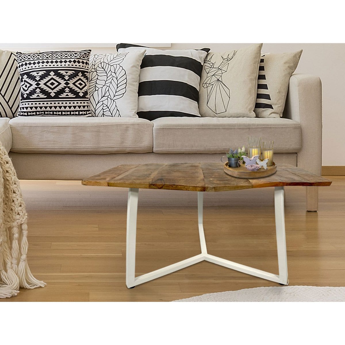 Voglrieder kreatives Wohnen Bijzettafel 56 x 47 cm duurzame woonkamertafel salontafel Leuk metalen frame zwart wit