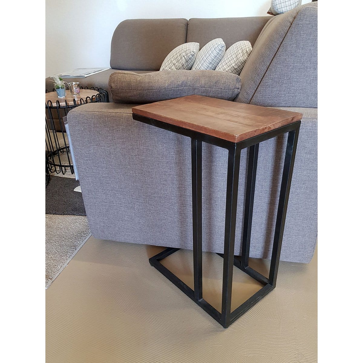 Voglrieder kreatives Wohnen Bijzettafel banktafel laptoptafel C-tafel 40x60x25 cm Liverpool metalen frame zwart of wit