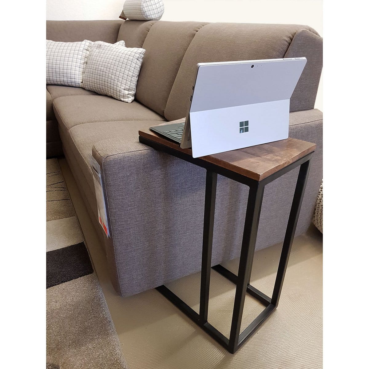 Voglrieder kreatives Wohnen Bijzettafel banktafel laptoptafel C-tafel 40x60x25 cm Liverpool metalen frame zwart of wit
