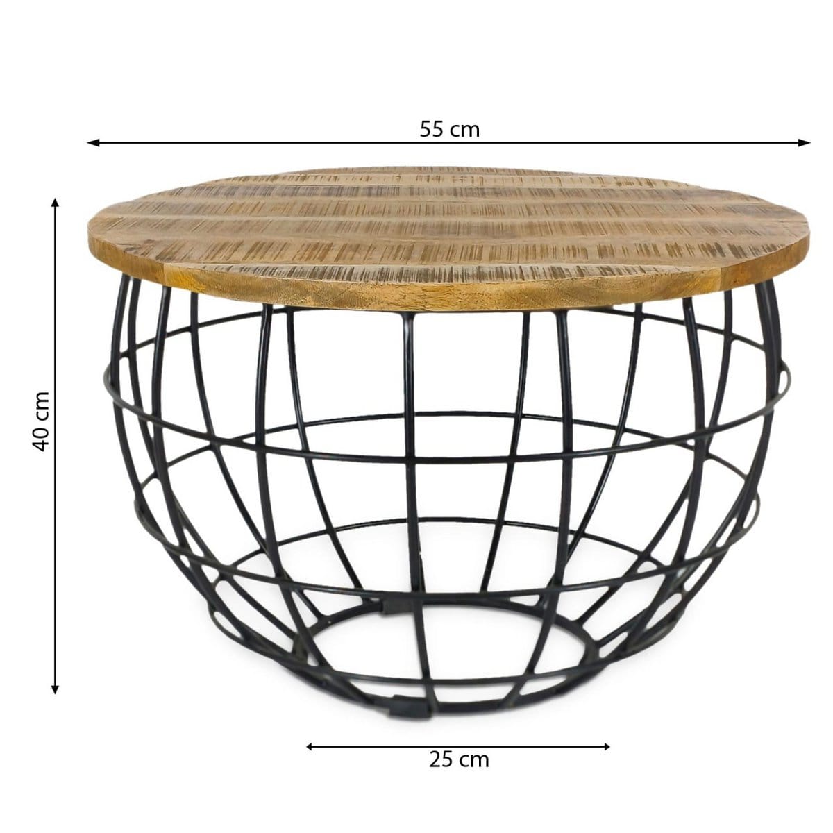 Voglrieder kreatives Wohnen Bijzettafel duurzame salontafel woonkamertafel rond Lexington ø 55 cm massief metalen frame
