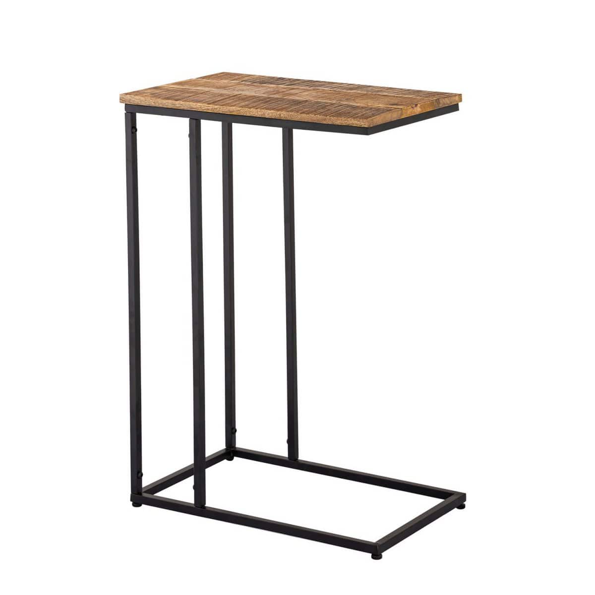 Voglrieder kreatives Wohnen Bijzettafel hout 25x60x40cm duurzame banktafel laptoptafel C-tafel Toronto metalen frame