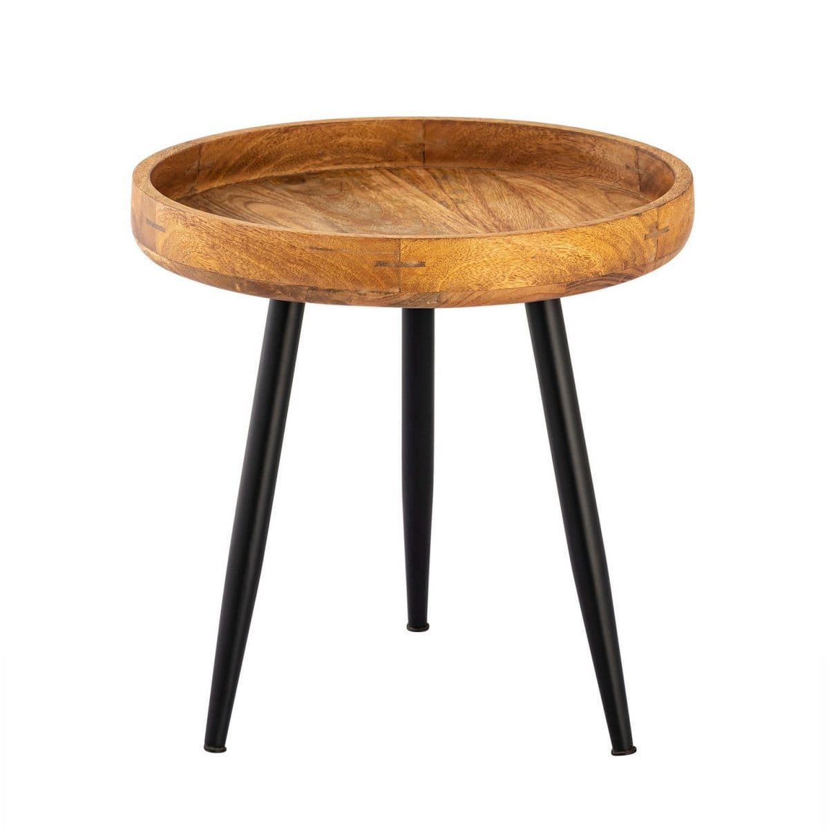 Voglrieder kreatives Wohnen Bijzettafel hout rond ø 40 of 50cm salontafel woonkamertafel Vancouver metalen poten mat zwart