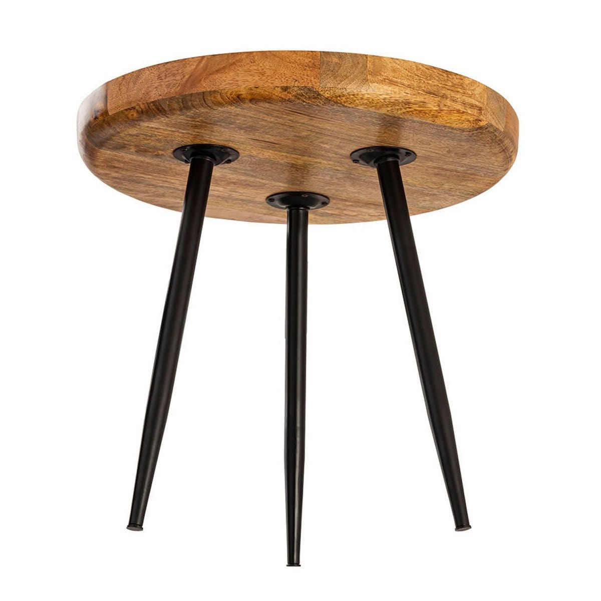 Voglrieder kreatives Wohnen Bijzettafel hout rond ø 40 of 50cm salontafel woonkamertafel Vancouver metalen poten mat zwart