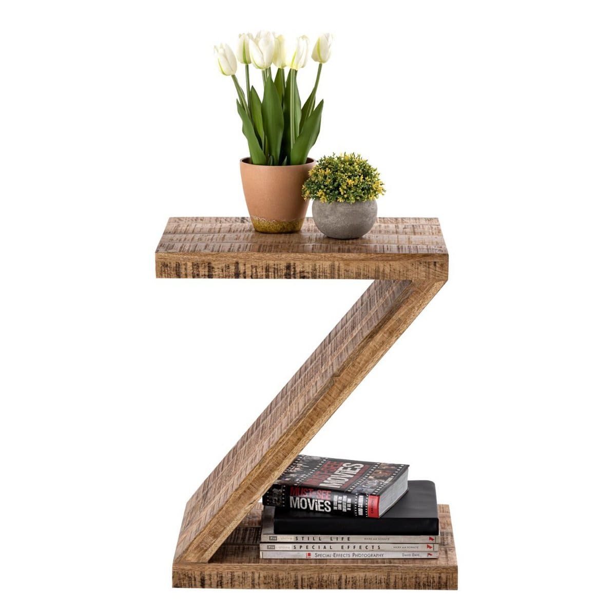 Voglrieder kreatives Wohnen Bijzettafel hout Z-vorm 42x50x31cm Zoro salontafel bloementafel duurzaam mango teruggewonnen hout