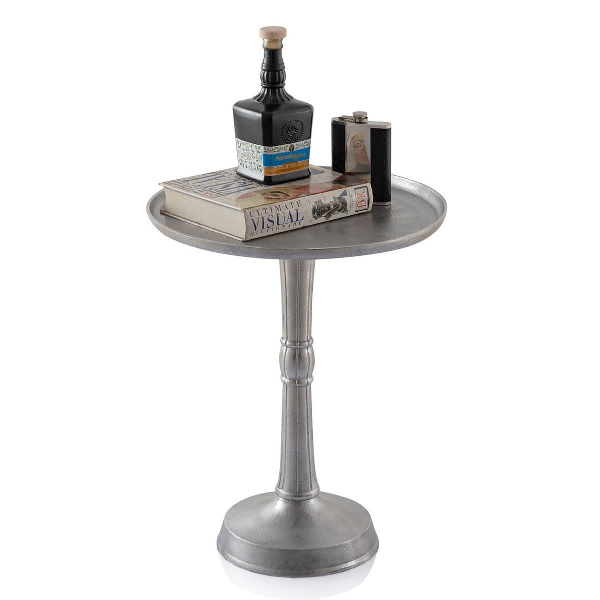 Voglrieder kreatives Wohnen Bijzettafel metaal rond ø 44x52 cm decoratieve tafel Adlon zilver of goud met design middenvoet aluminium