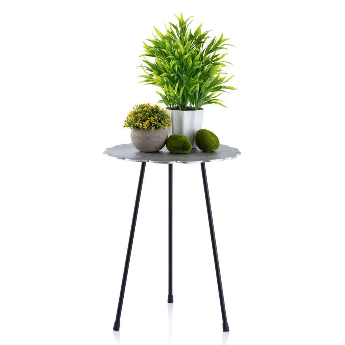 Voglrieder kreatives Wohnen Bijzettafel metalen siertafel Hilton ø 35 x H 46 cm rond aluminium met structuur zilver of goud