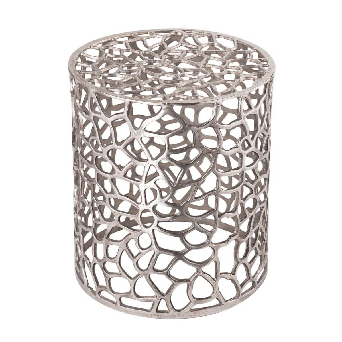 Voglrieder kreatives Wohnen Bijzettafel metalen siertafel ø 40 x 45 cm rond Agadir zilver of goud aluminium koraal design
