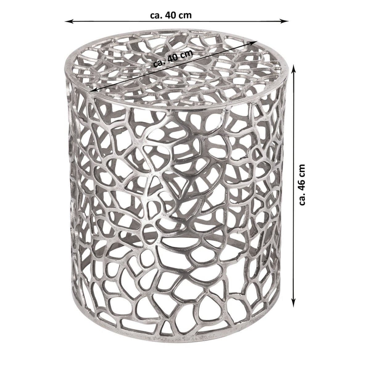 Voglrieder kreatives Wohnen Bijzettafel metalen siertafel ø 40 x 45 cm rond Agadir zilver of goud aluminium koraal design