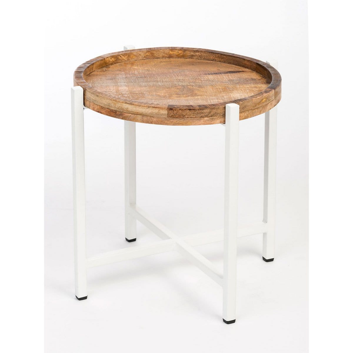 Voglrieder kreatives Wohnen Bijzettafel ø 46 x H 45 cm salontafel woonkamertafel rond Omaha metalen frame oudzilver/zwart