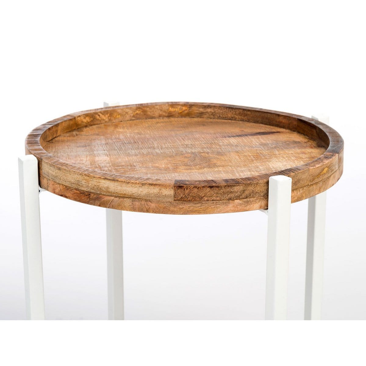 Voglrieder kreatives Wohnen Bijzettafel ø 46 x H 45 cm salontafel woonkamertafel rond Omaha metalen frame oudzilver/zwart