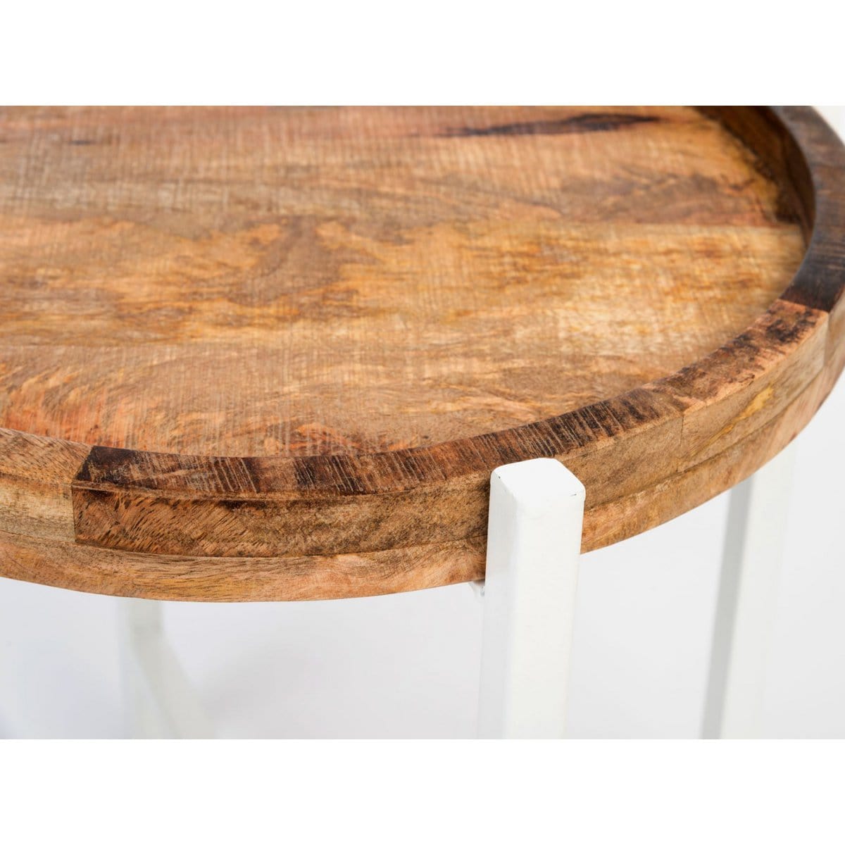 Voglrieder kreatives Wohnen Bijzettafel ø 46 x H 45 cm salontafel woonkamertafel rond Omaha metalen frame oudzilver/zwart