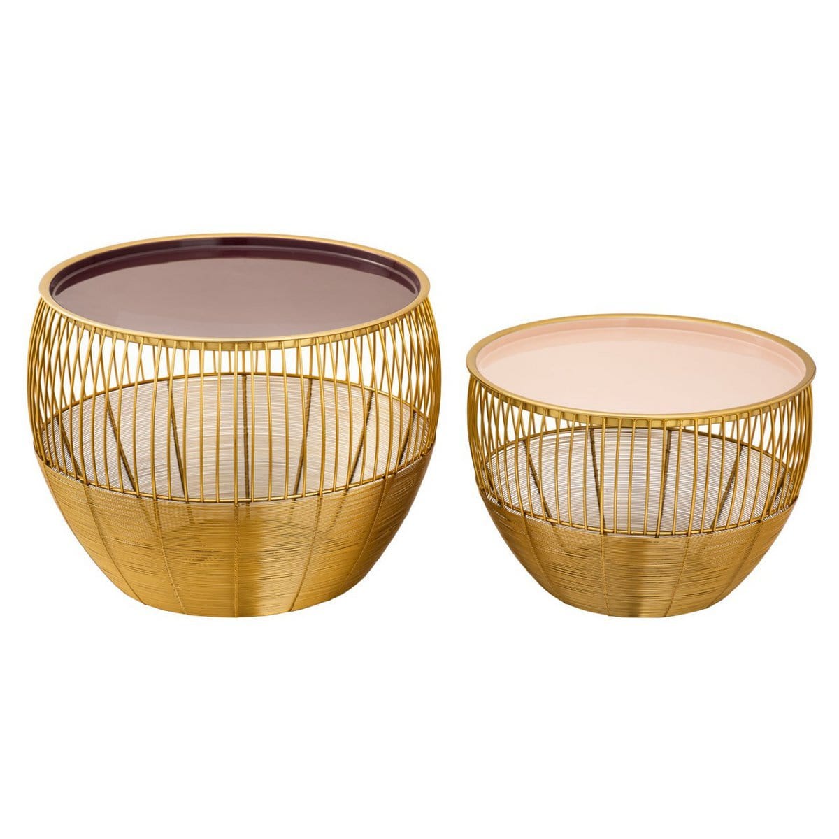 Voglrieder kreatives Wohnen Bijzettafel set van 2 ronde tafels ø 49/41 H 37/29 cm decoratieve salontafel Glamira salontafel goud