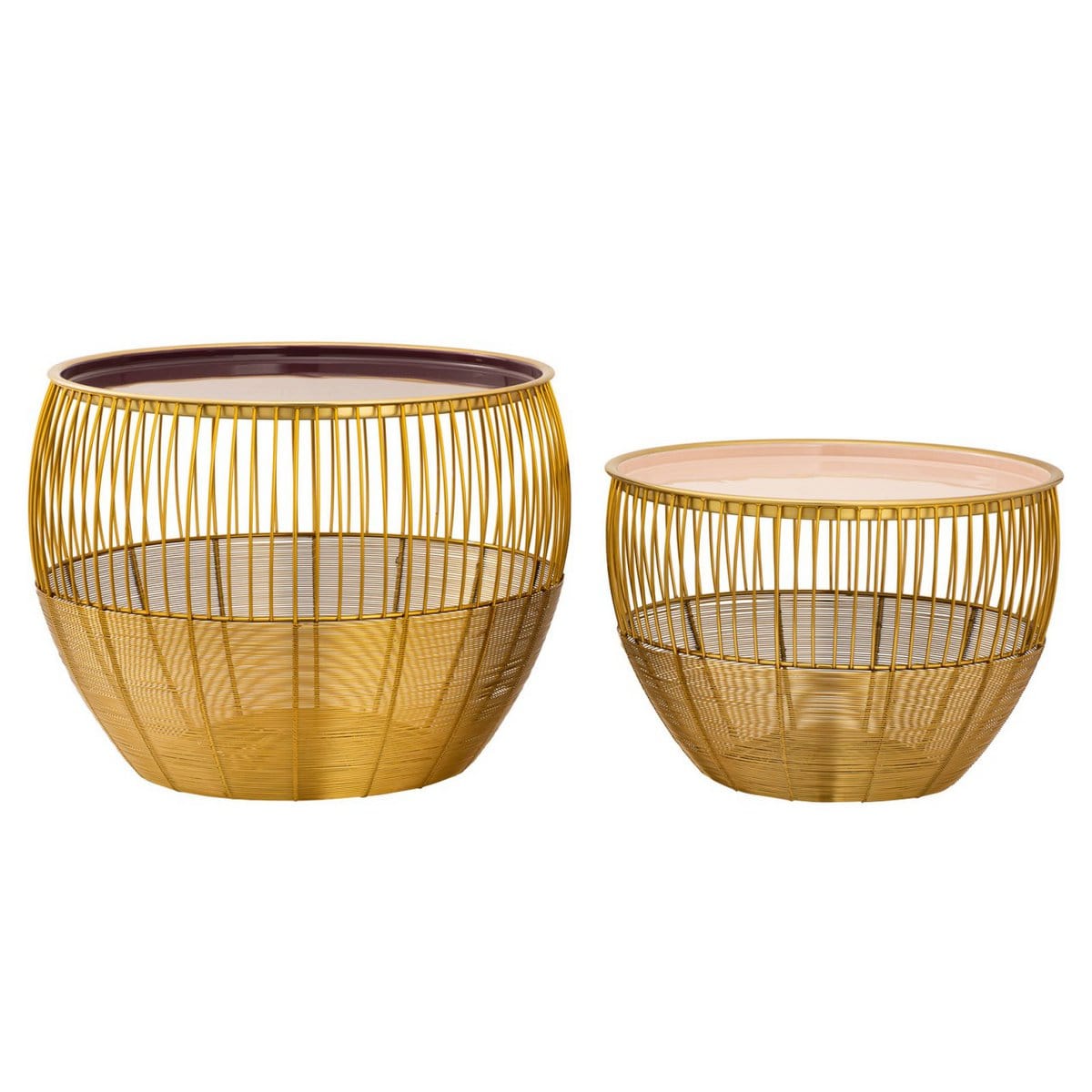 Voglrieder kreatives Wohnen Bijzettafel set van 2 ronde tafels ø 49/41 H 37/29 cm decoratieve salontafel Glamira salontafel goud