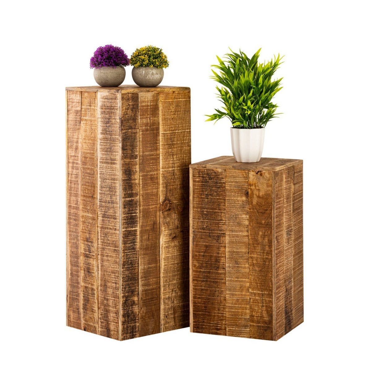 Voglrieder kreatives Wohnen Bloemzuil 27x27 H50 of 73cm bloemenkruk hout plantenstandaard bijzettafel vierkant mangohout