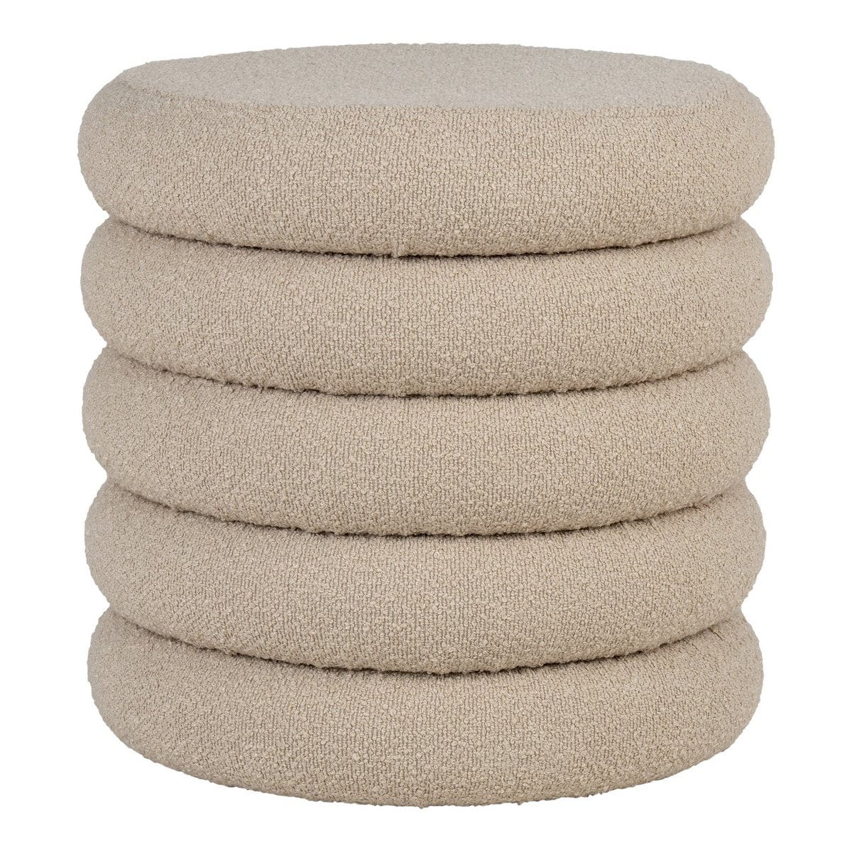 House Nordic ApS Brooklyn Poef - Poef met opbergruimte, gekruld, beige, Ø44x44 cm