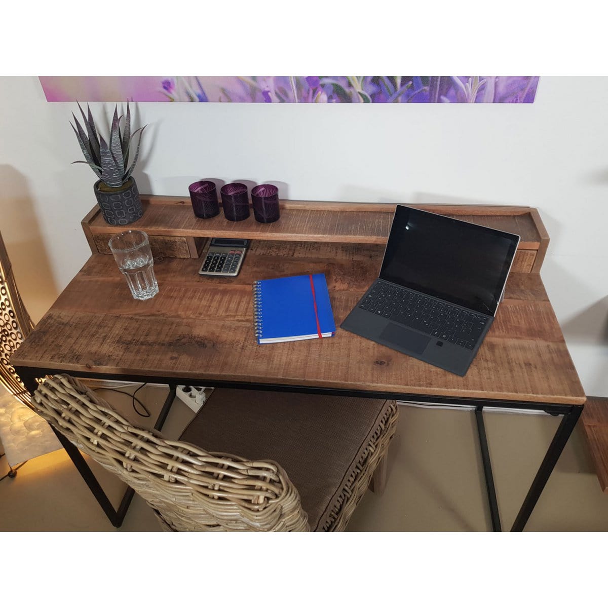 Voglrieder kreatives Wohnen Bureau computerbureau thuiskantoor 120 x 88 x 55 cm Liverpool metalen frame mat zwart
