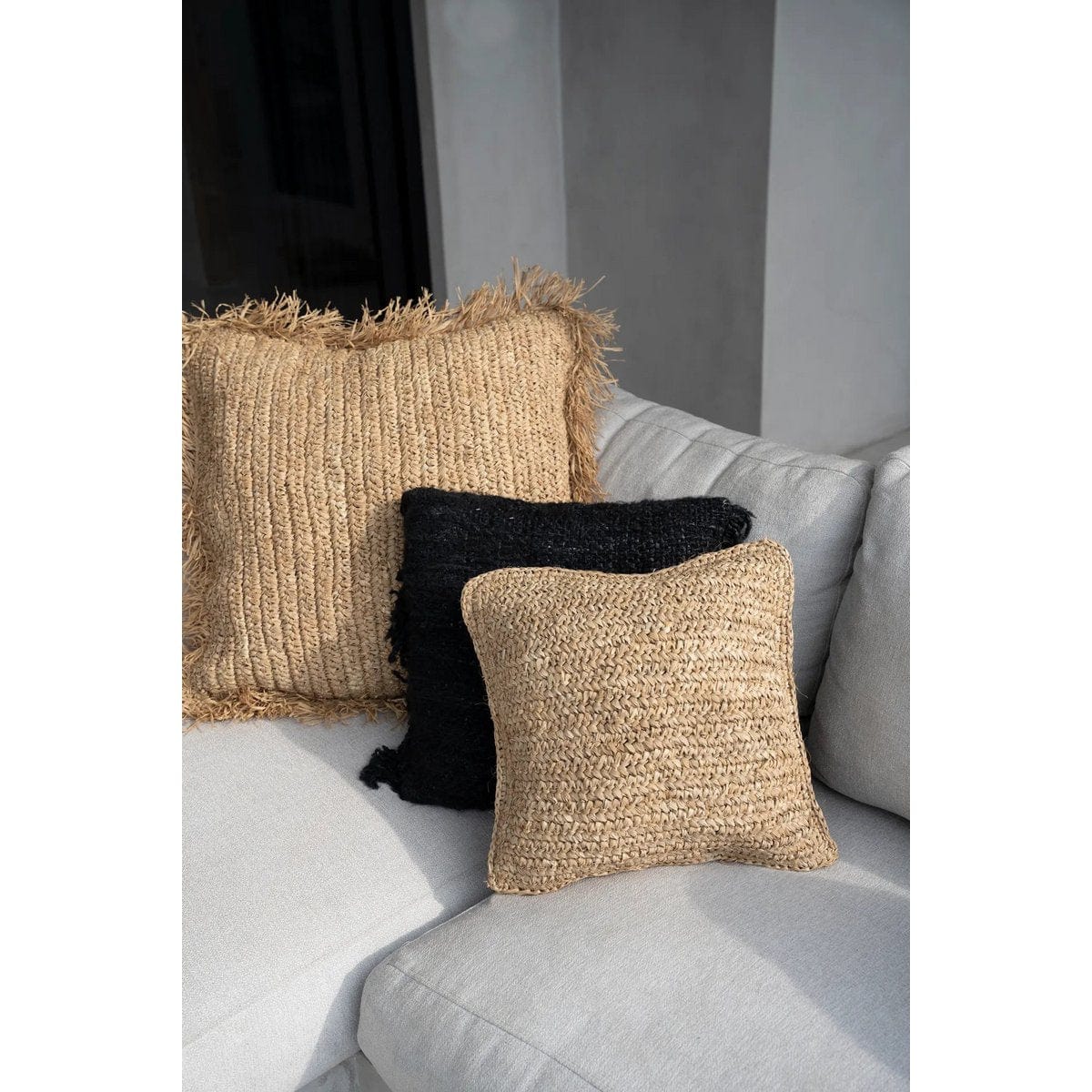 Bazar Bizar De Raffia Flores Kussenhoes Vierkant - Naturel - 40x40