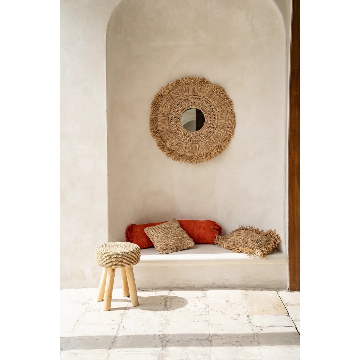 Bazar Bizar De Raffia Flores Kussenhoes Vierkant - Naturel - 40x40