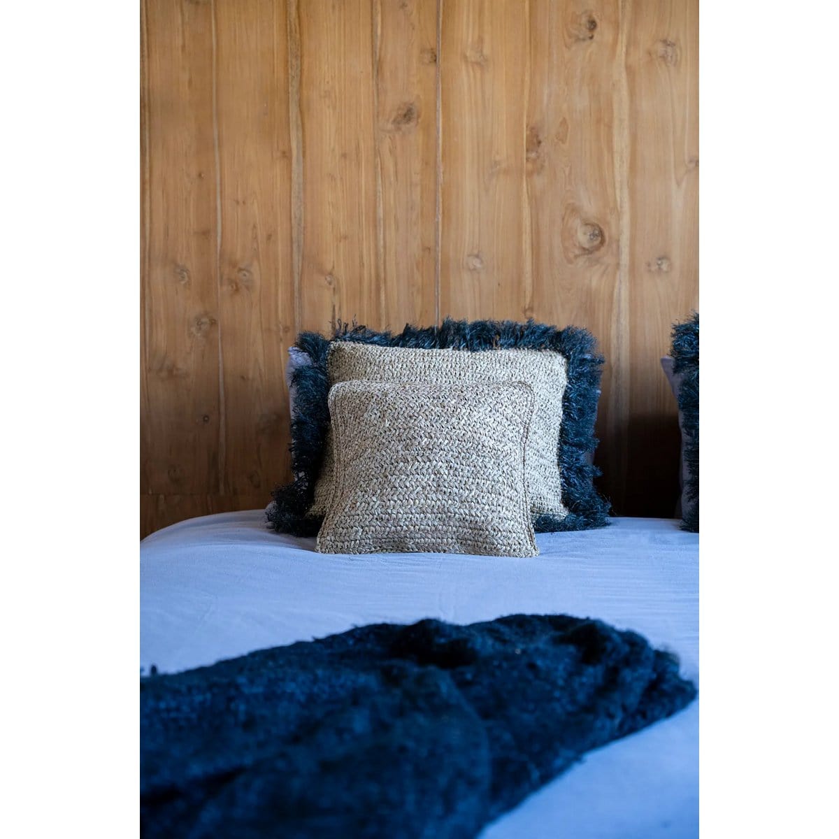 Bazar Bizar De Raffia Flores Kussenhoes Vierkant - Naturel - 40x40