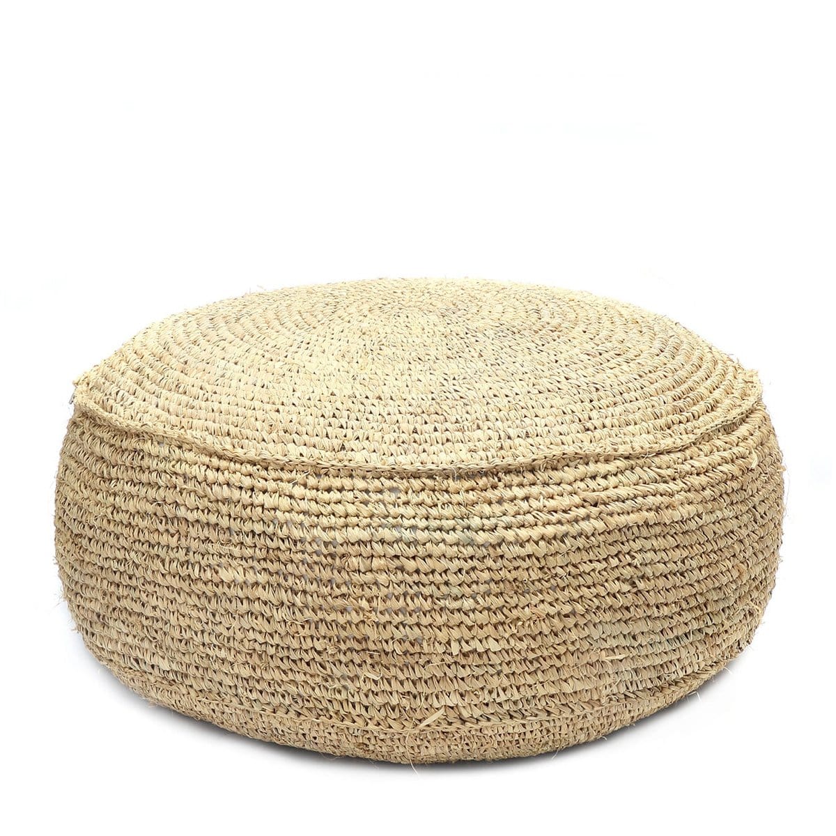 Bazar Bizar De Raffia Flores Poef - Naturel
