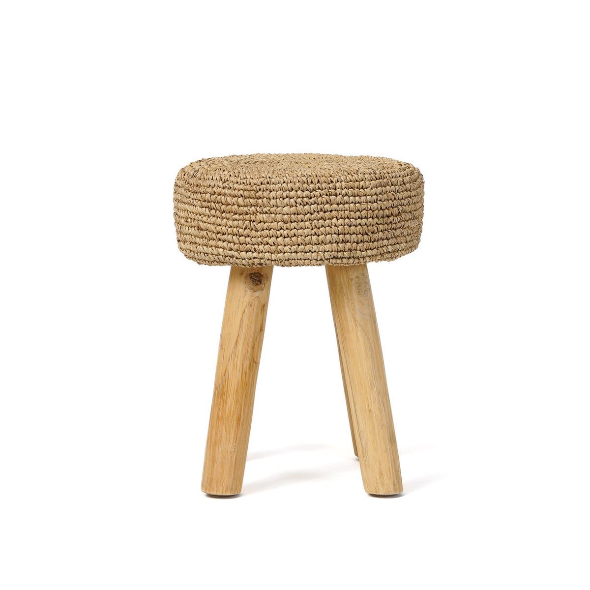 Bazar Bizar De Raffia Kruk - Natuurlijk