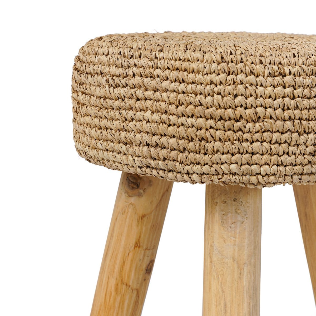 Bazar Bizar De Raffia Kruk - Natuurlijk