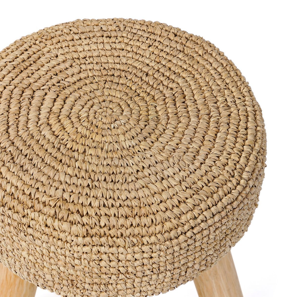 Bazar Bizar De Raffia Kruk - Natuurlijk