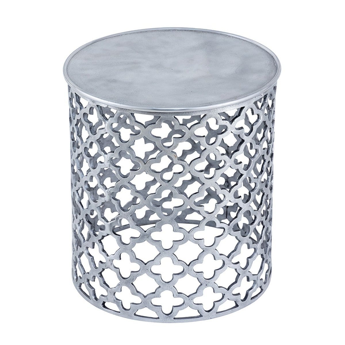 Voglrieder kreatives Wohnen Decoratieve metalen bijzettafel ø 40 x 45 cm rond Cairo zilver of goud aluminium oosters