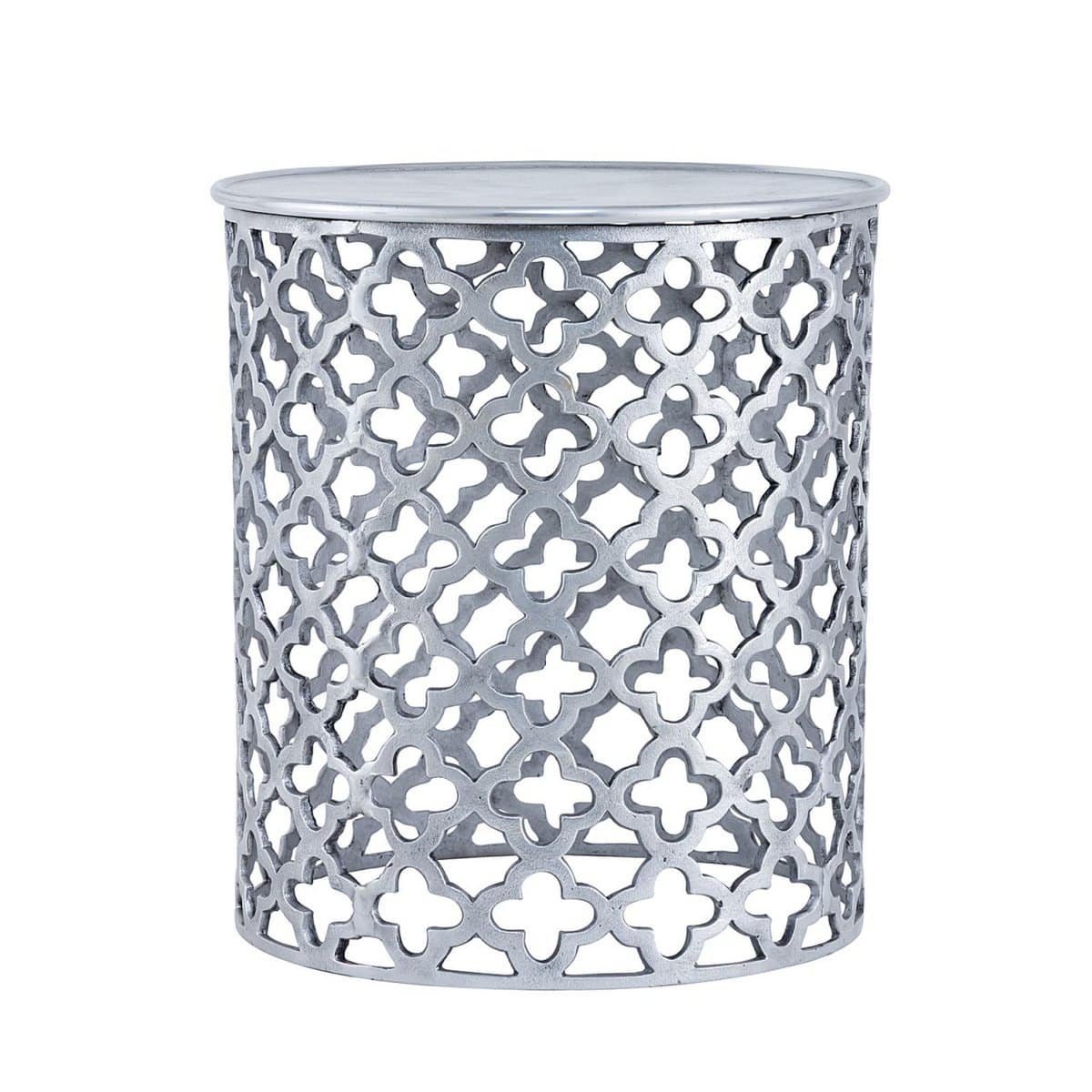Voglrieder kreatives Wohnen Decoratieve metalen bijzettafel ø 40 x 45 cm rond Cairo zilver of goud aluminium oosters