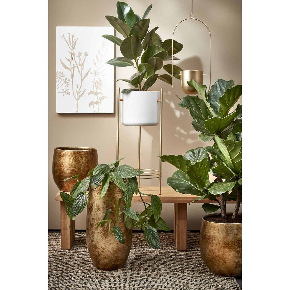 Mica Decorations Dexter Bloempot Hangend - L24 x B14 x H83 cm - Goud