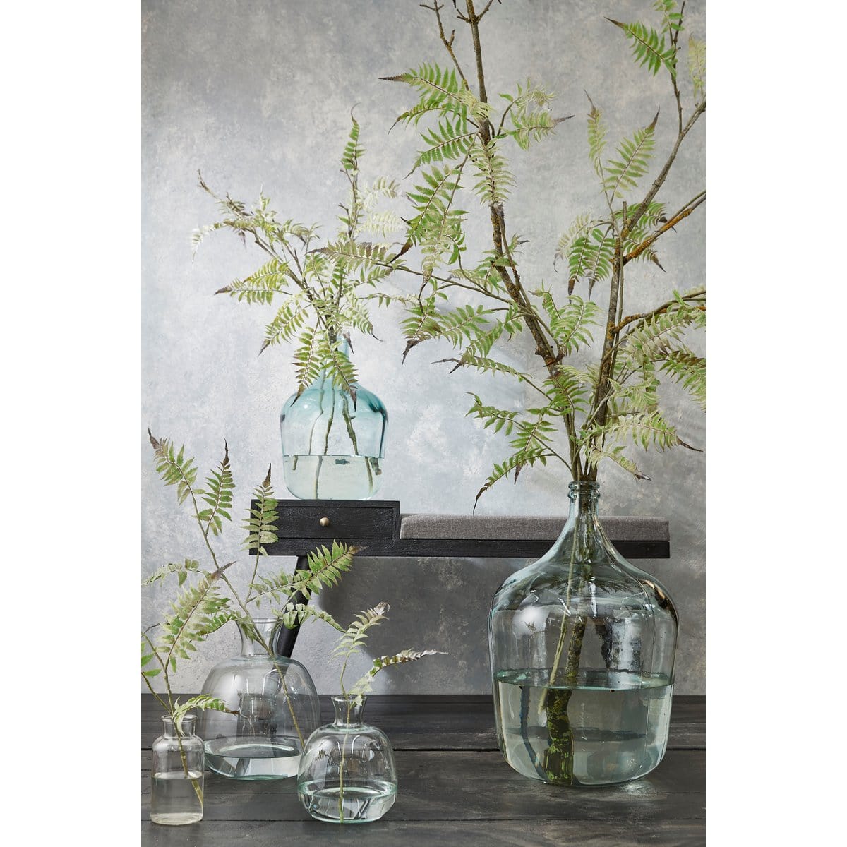Mica Decorations Diego Fles Vaas - H30 x Ø18 cm - Gerecycled Glas - Transparant