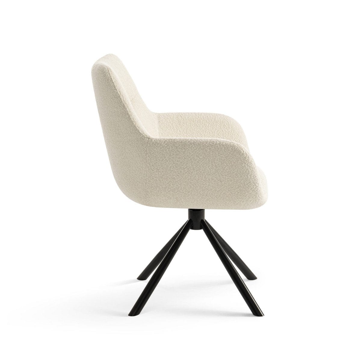 Criks Design Draaibare Eetkamerstoel Olivia met armleuning Creme Boucle