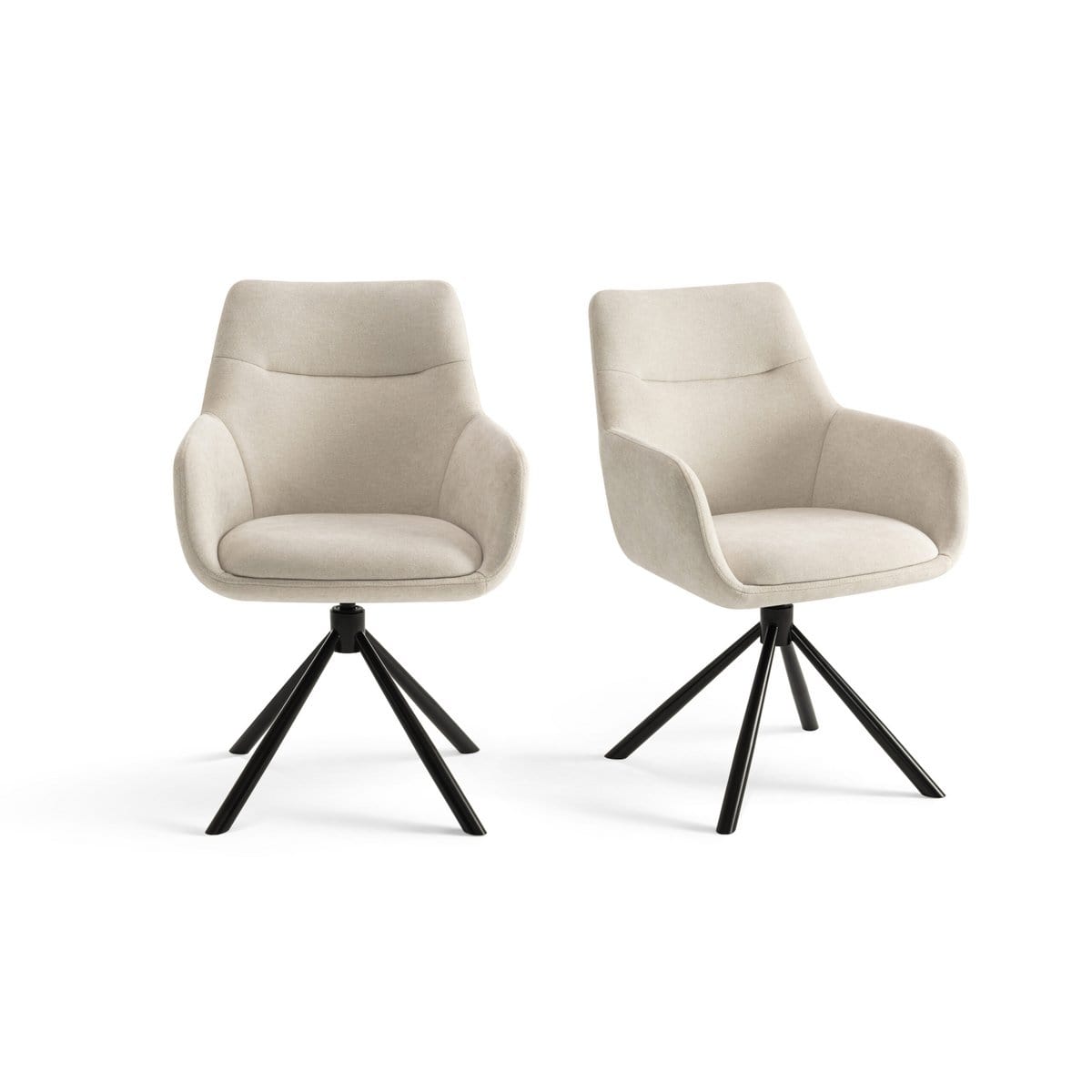 Criks Design Draaibare - Eetkamerstoelen met armleuning set van 2 - Olivia - Beige - Stof