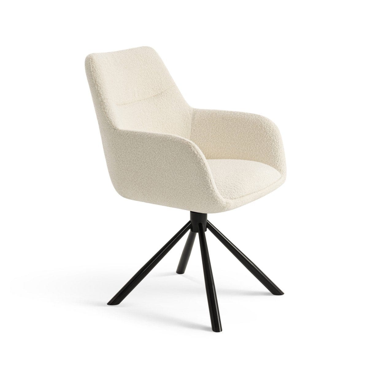 Criks Design Draaibare - Eetkamerstoelen met armleuning set van 2 - Olivia - Creme Boucle