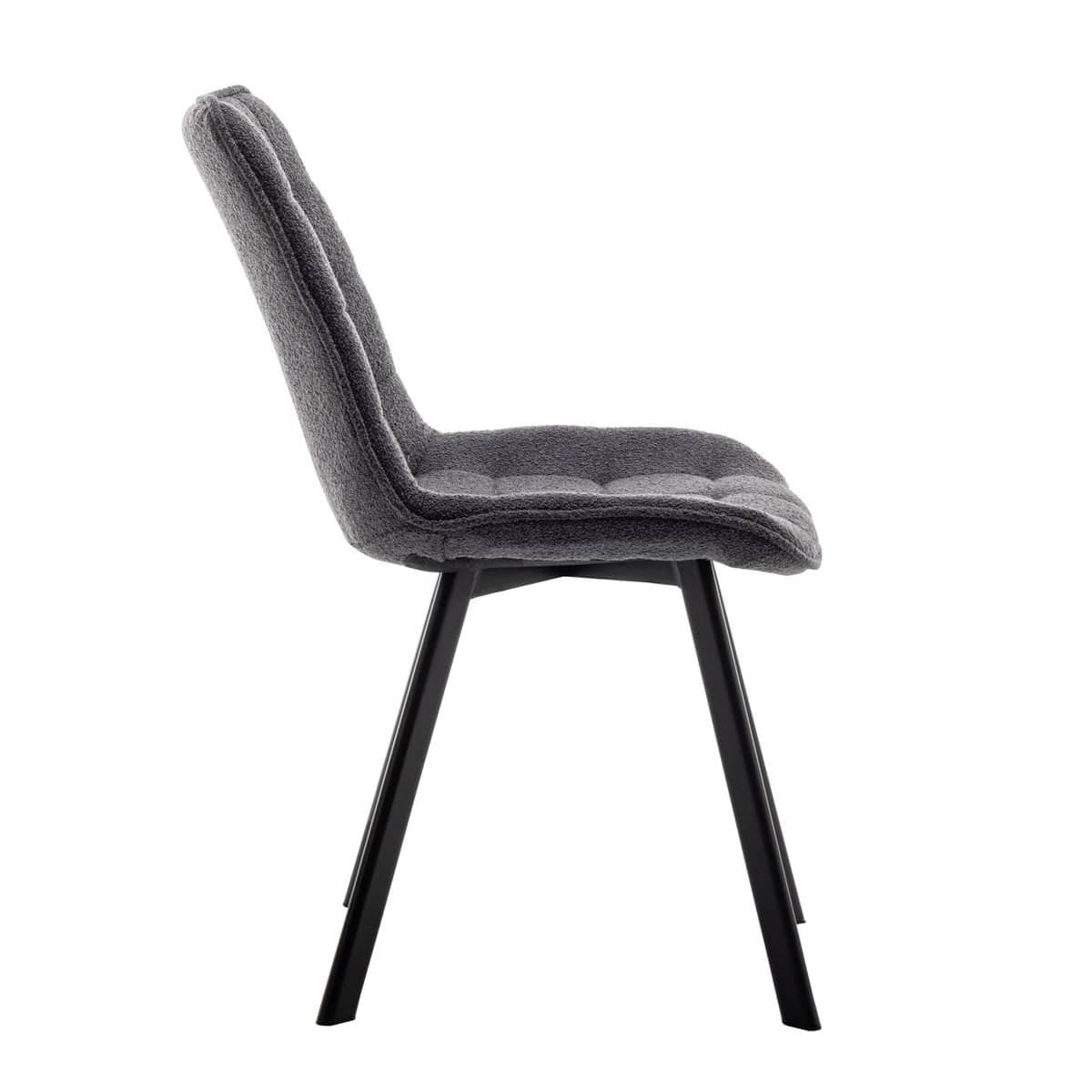 Criks Design Eetkamerstoel Felix Boucle Zwart Set van 2