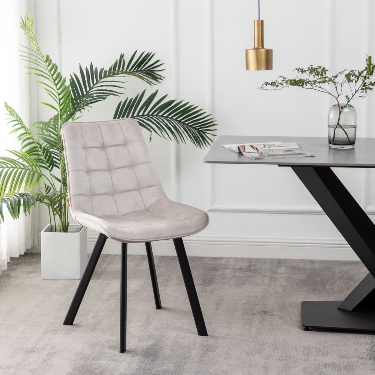 Criks Design Eetkamerstoel Felix Velvet Beige Set van 2