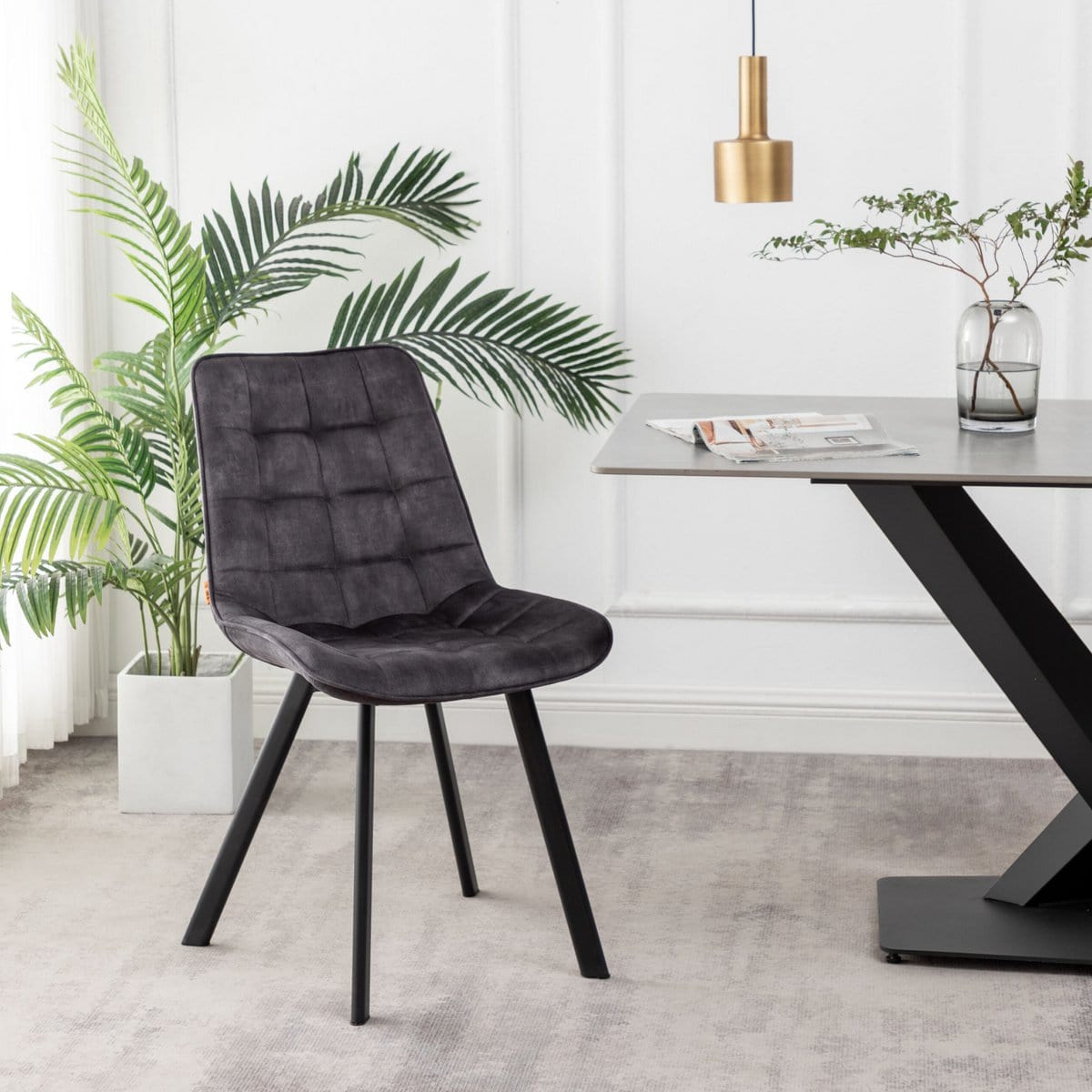 Criks Design Eetkamerstoel Felix Velvet Zwart Set van 2
