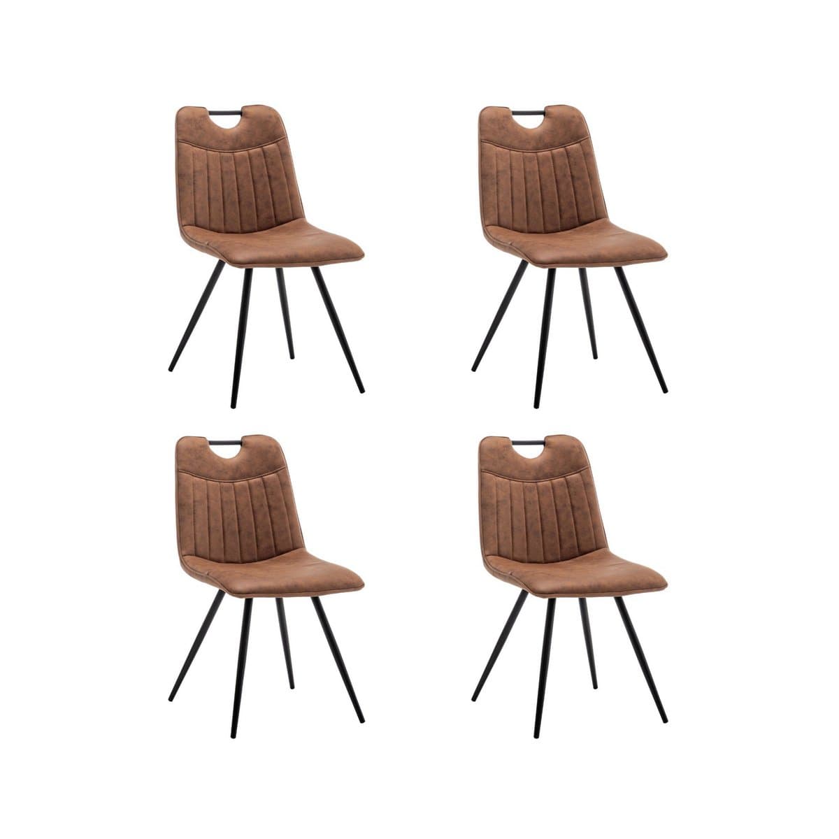 Criks Design Eetkamerstoel Leon Microvezel Cognac Set van 4