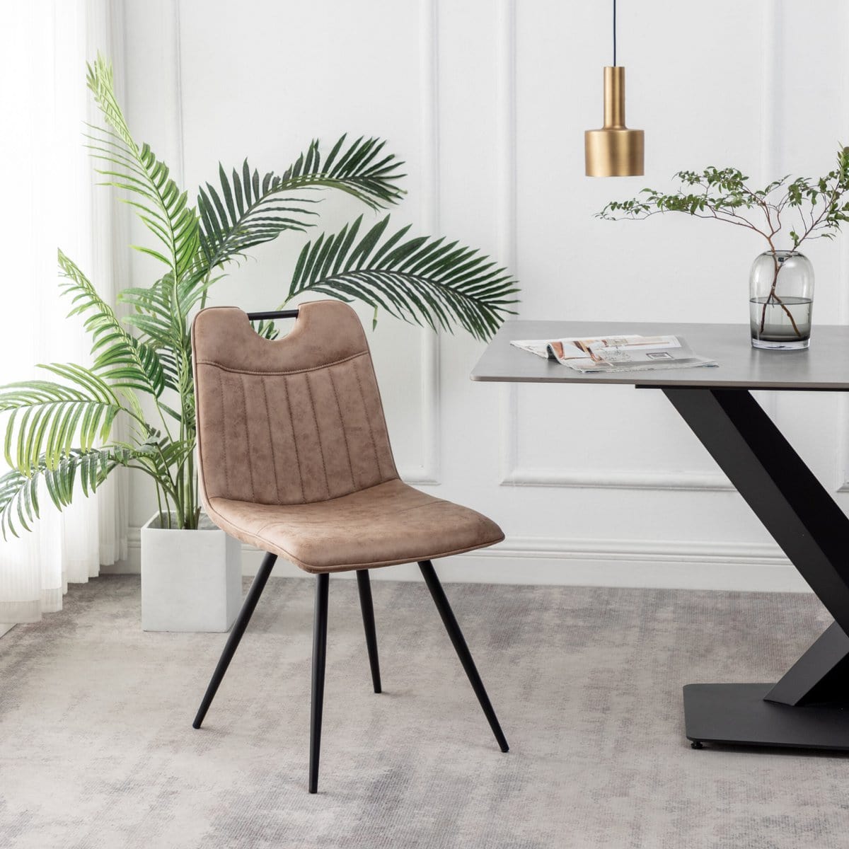 Criks Design Eetkamerstoel Leon Microvezel Taupe Set van 2