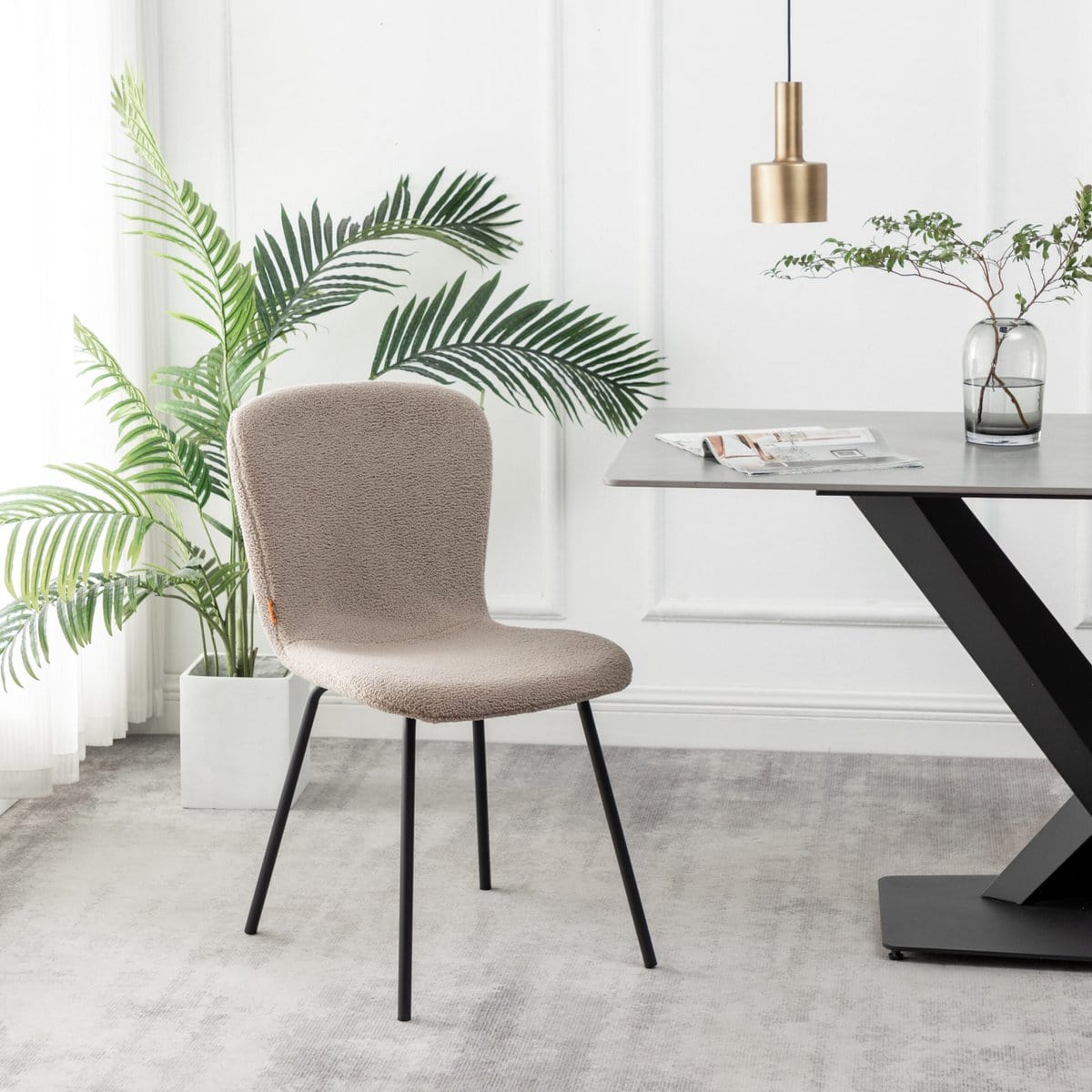 Criks Design Eetkamerstoel Luca Teddy Taupe Set van 2