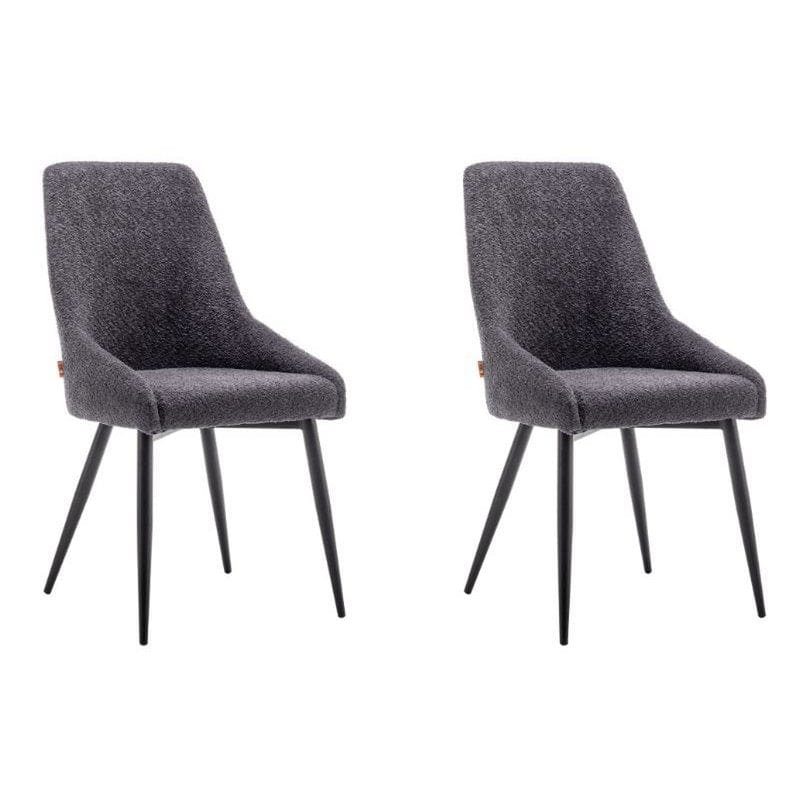 Criks Design Eetkamerstoel Oscar Boucle Zwart Set van 2