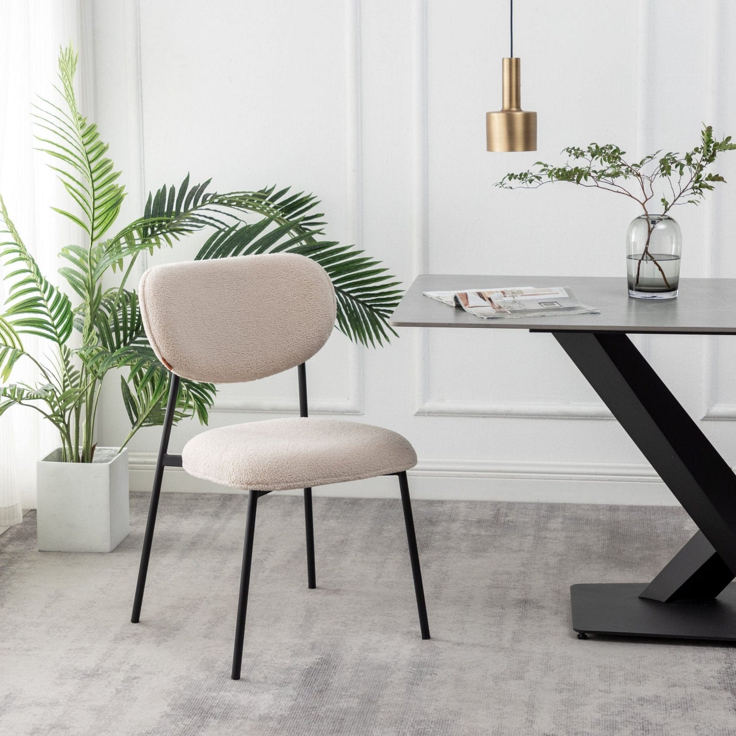 Criks Design Eetkamerstoel set van 4 - Amalia - Teddy Beige - Stof