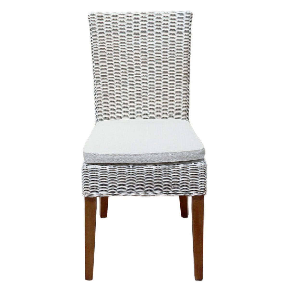 Voglrieder kreatives Wohnen Eetkamerstoelen rotan stoelen wintertuin Cardine 6 stuks wit met/zonder zitkussen wit linnen