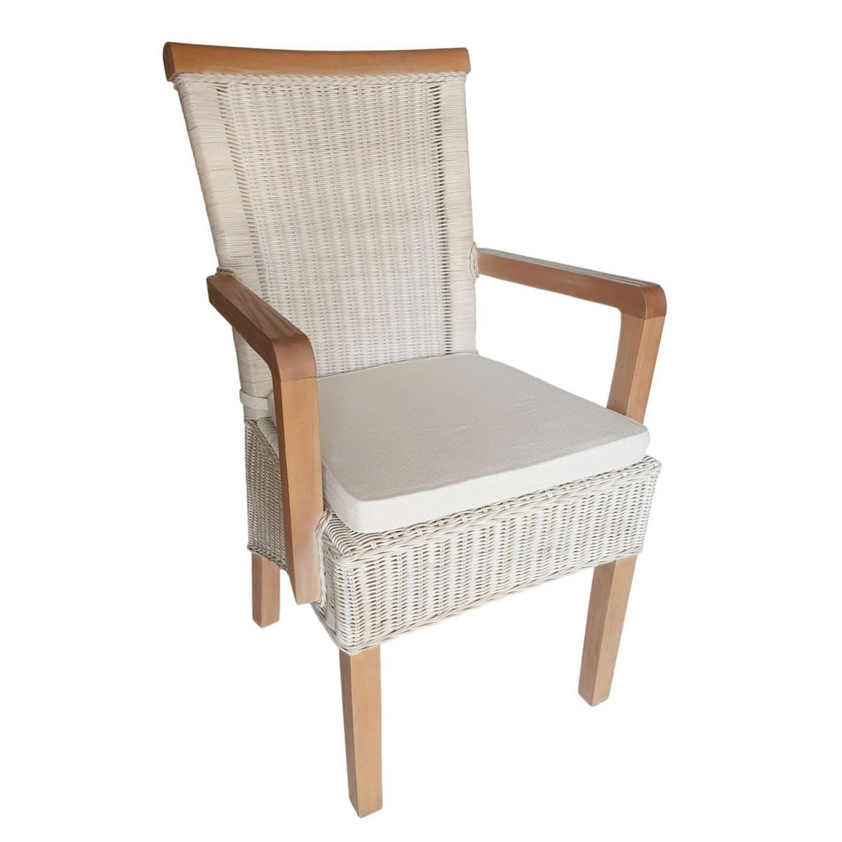 Voglrieder kreatives Wohnen Eetkamerstoelen set met armleuningen 2 stuks rotan stoelen wit Perth