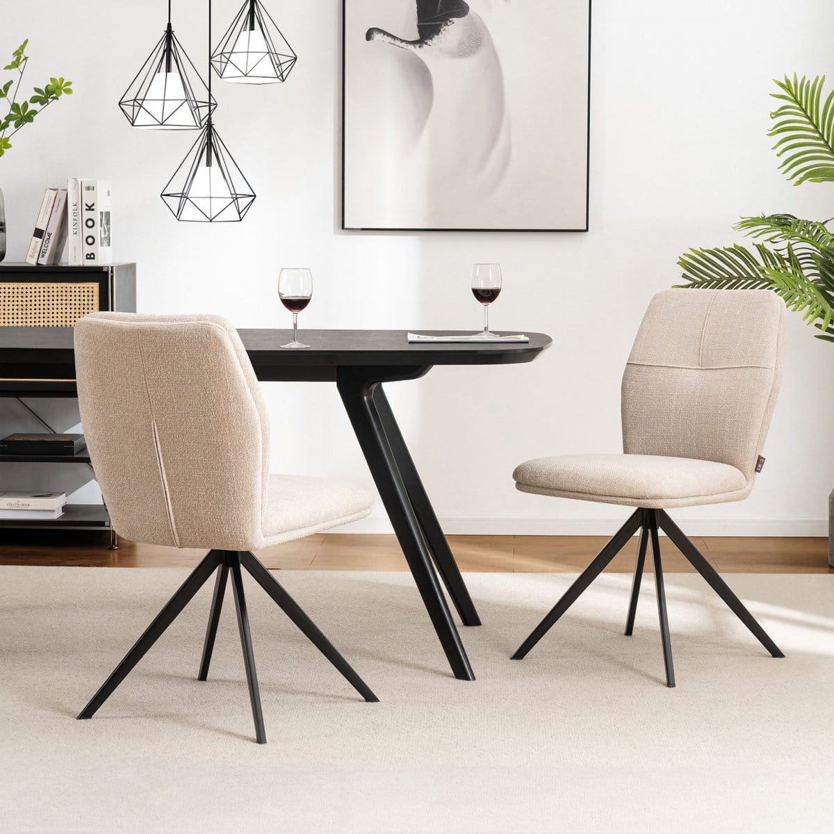 Criks Design Eetkamerstoelen set van 2 - Emma - Beige - Stof